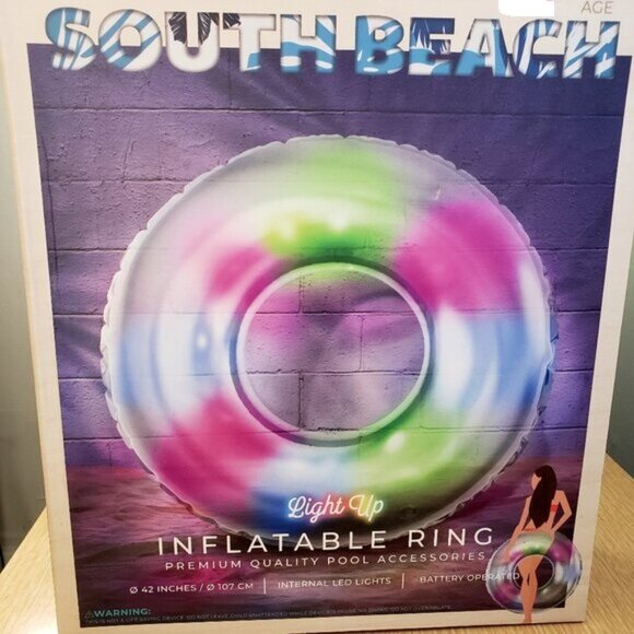BNWT SOUTH BEACH Luxe Lagoon collection premium inflatable LED pool ring (OS) - Picture 2 of 6